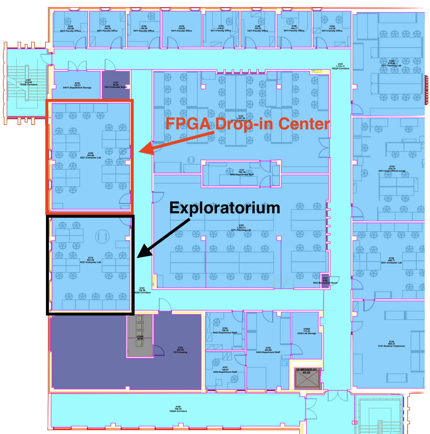 Floor layout of Room 4174 Mackenzie Building