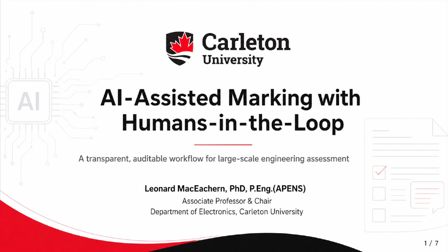 Title slide for AI-Assisted Marking with Humans-in-the-Loop