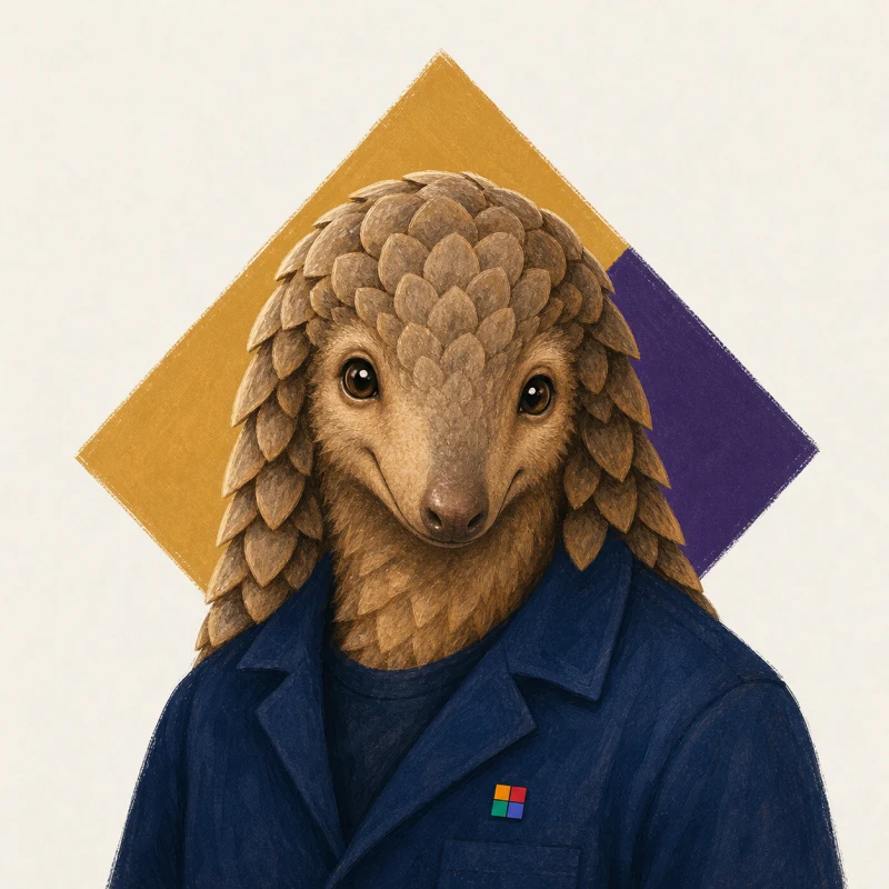 Colourful illustrated pangolin portrait representing Axel Bondelo