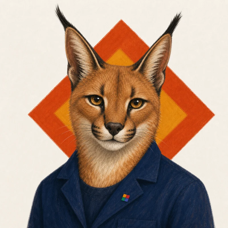 Colourful illustrated caracal portrait representing Ibrahim Kasim