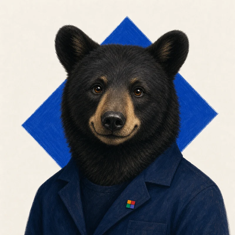 Colourful illustrated black bear portrait representing Jonathan Levine