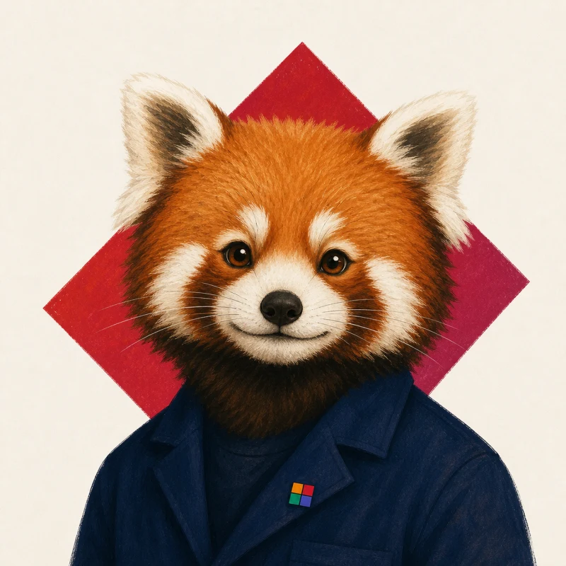 Colourful illustrated red panda portrait representing Kevin Hu