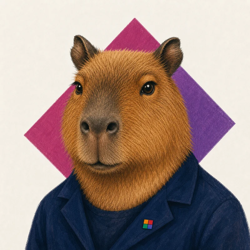 Colourful illustrated capybara portrait representing Morgan Smilde